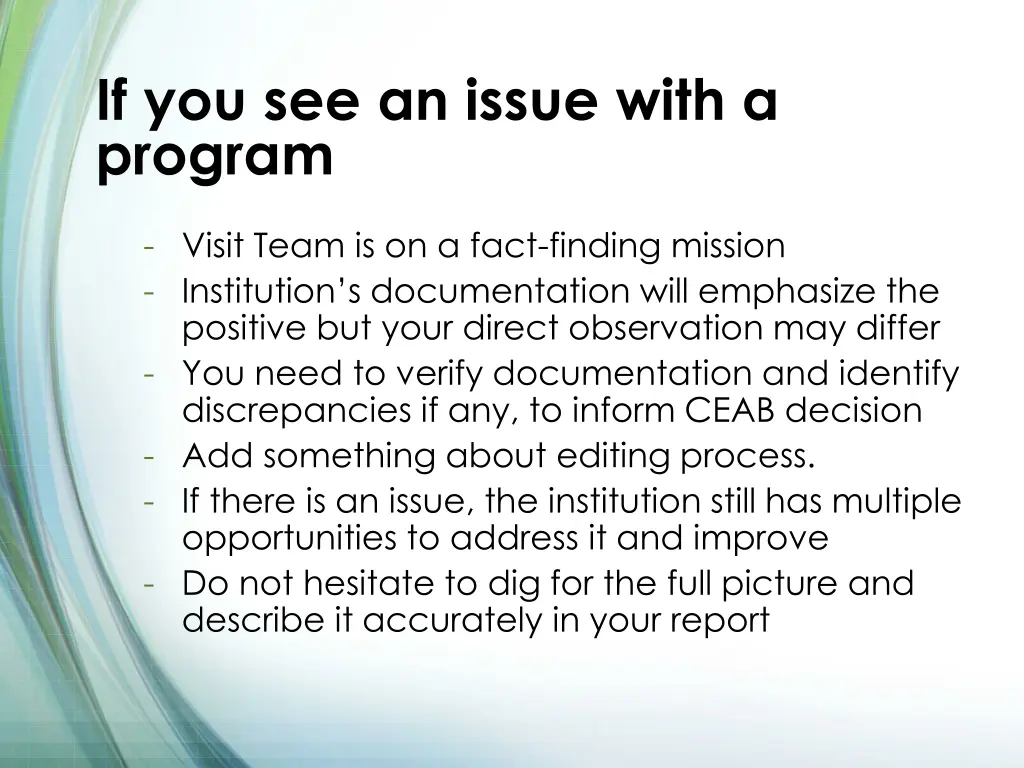 if you see an issue with a program