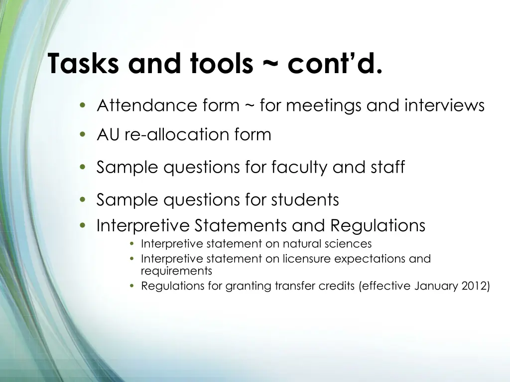 tasks and tools cont d 1