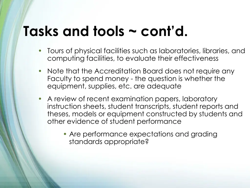 tasks and tools cont d
