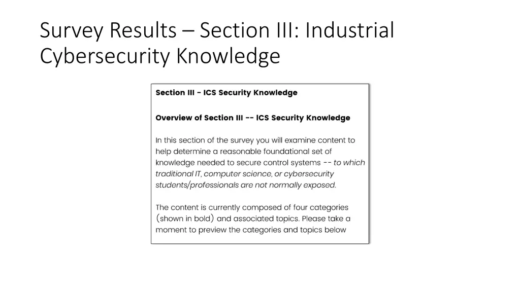 survey results section iii industrial