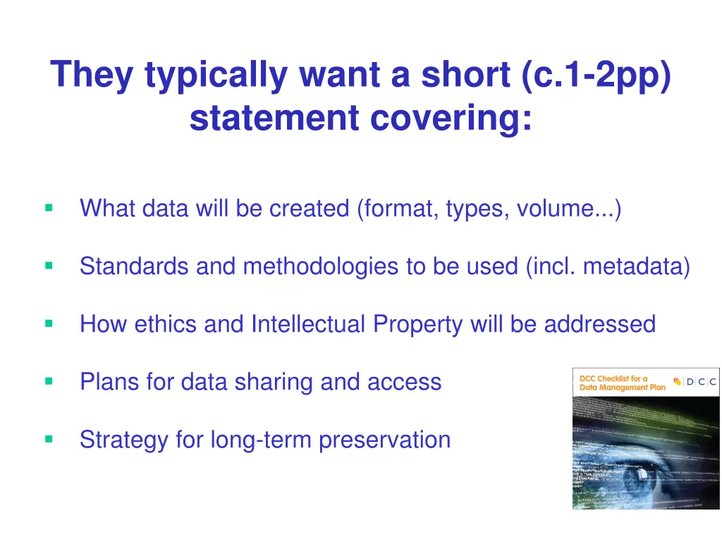 they typically want a short c 1 2pp statement