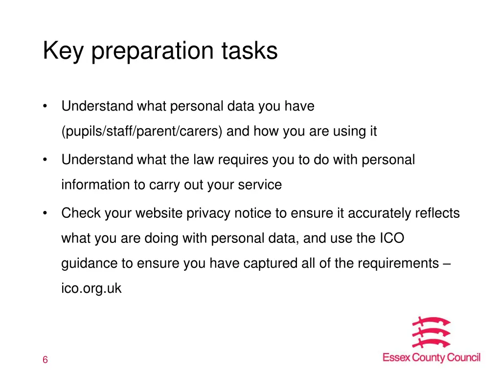key preparation tasks