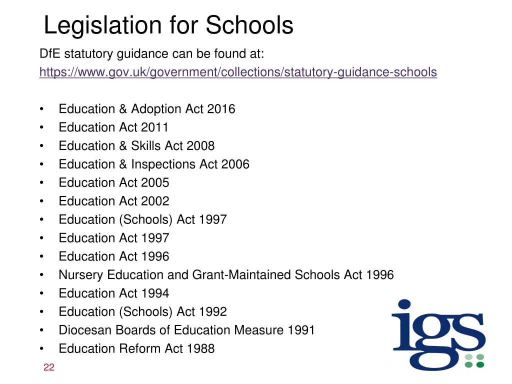 legislation for schools
