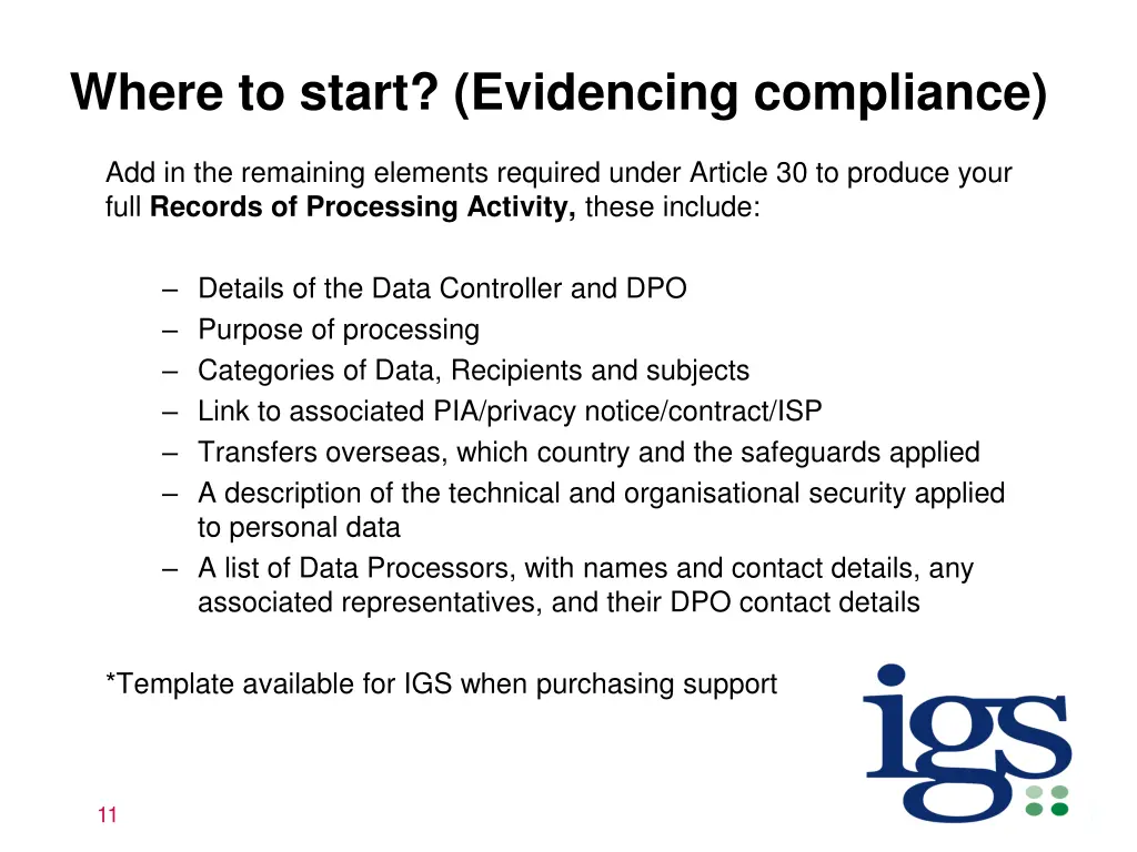 where to start evidencing compliance