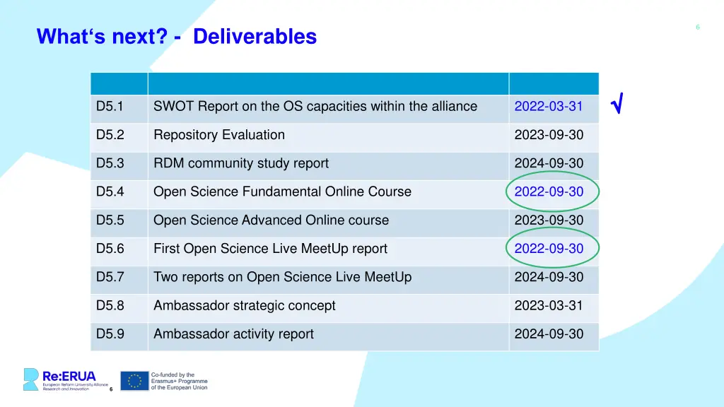 what s next deliverables
