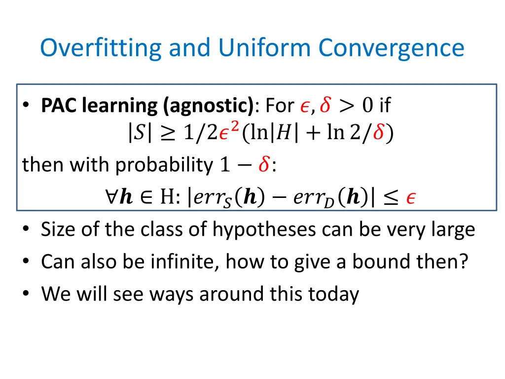 overfitting and uniform convergence