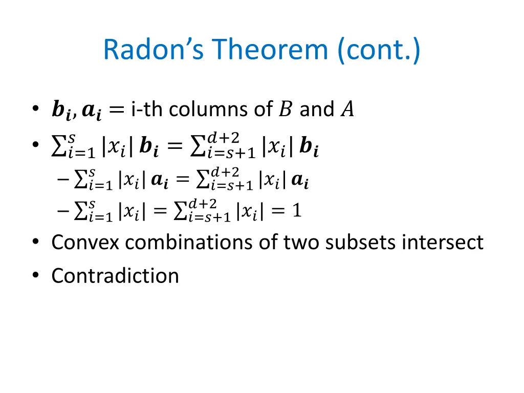 radon s theorem cont