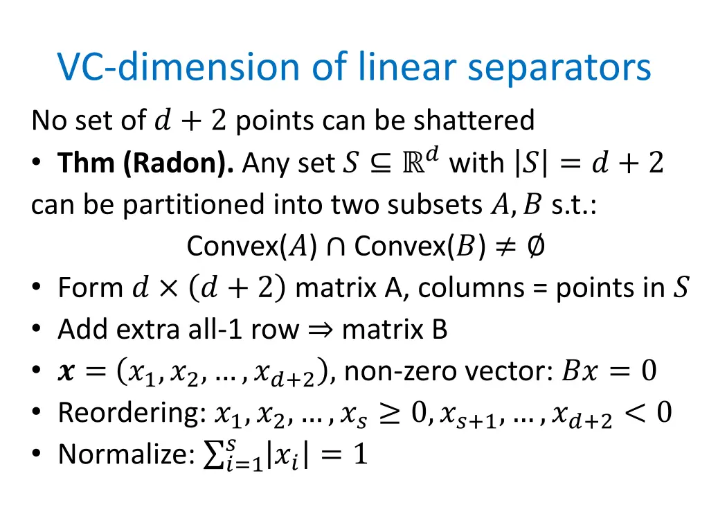 vc dimension of linear separators