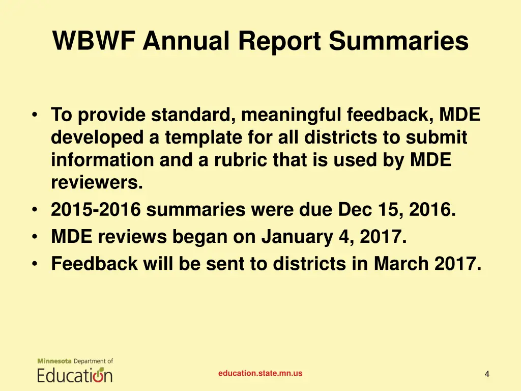 wbwf annual report summaries