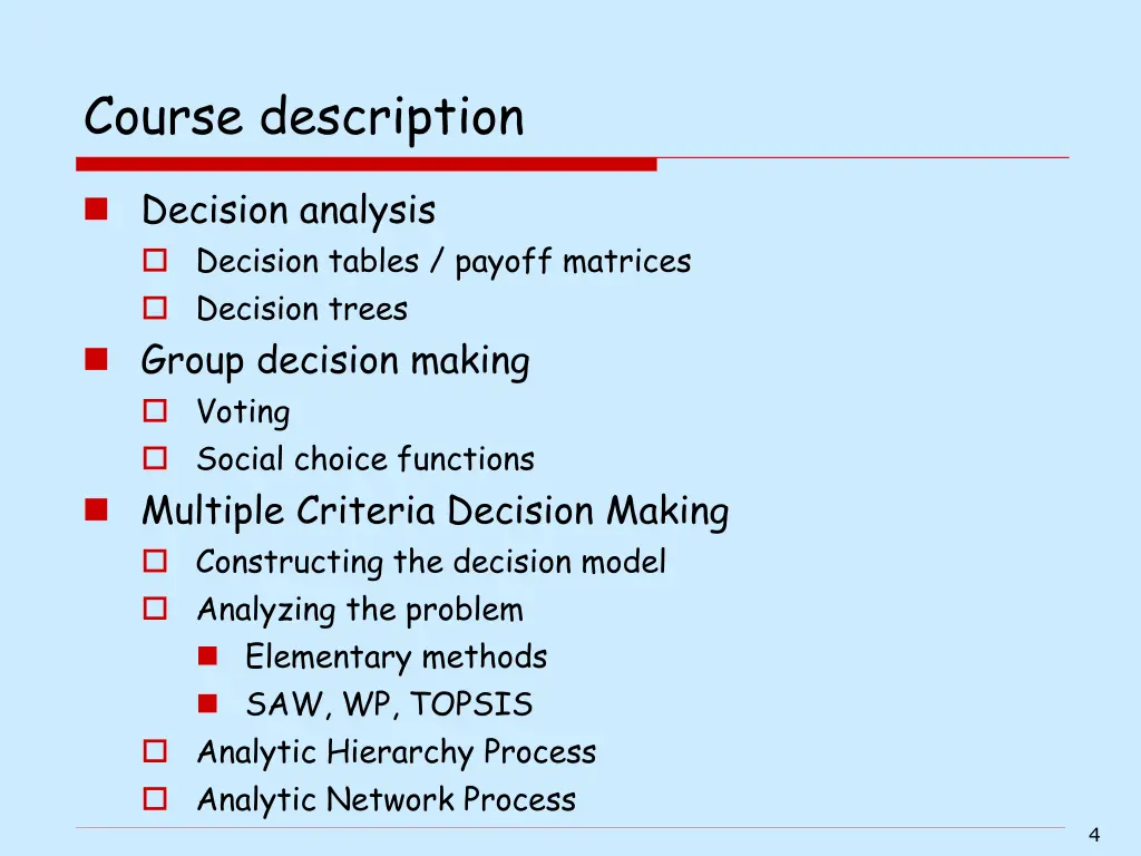 course description