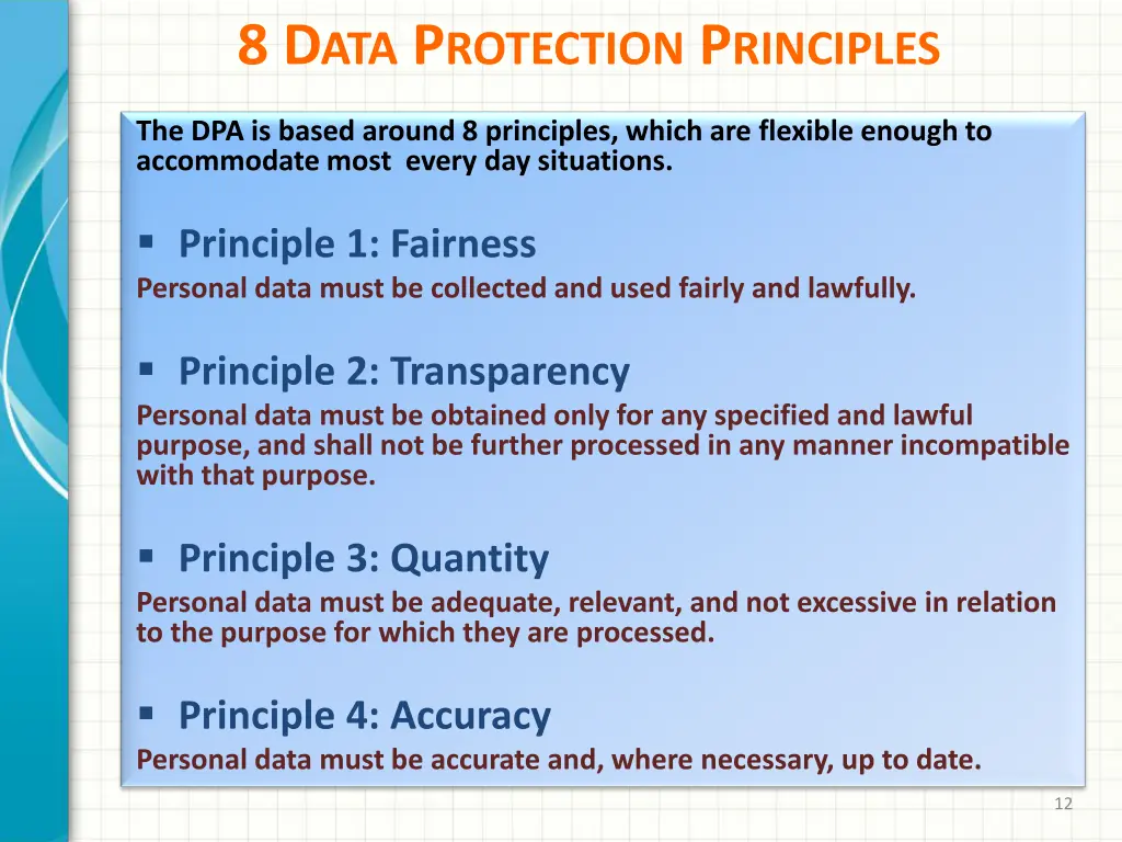 8 d ata p rotection p rinciples