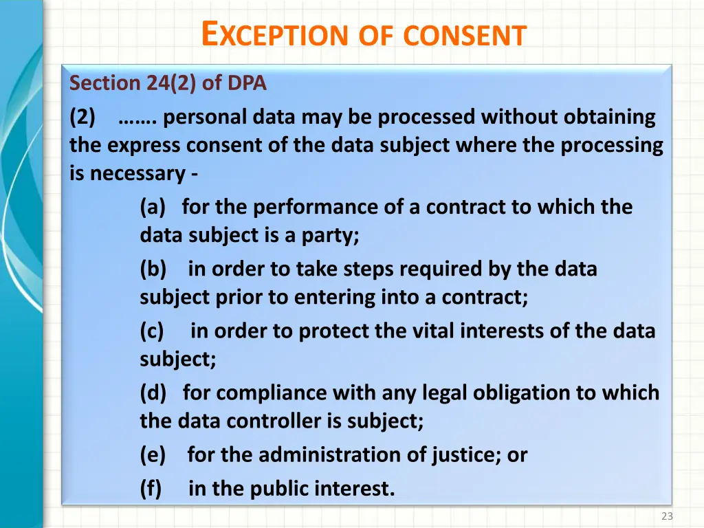 e xception of consent