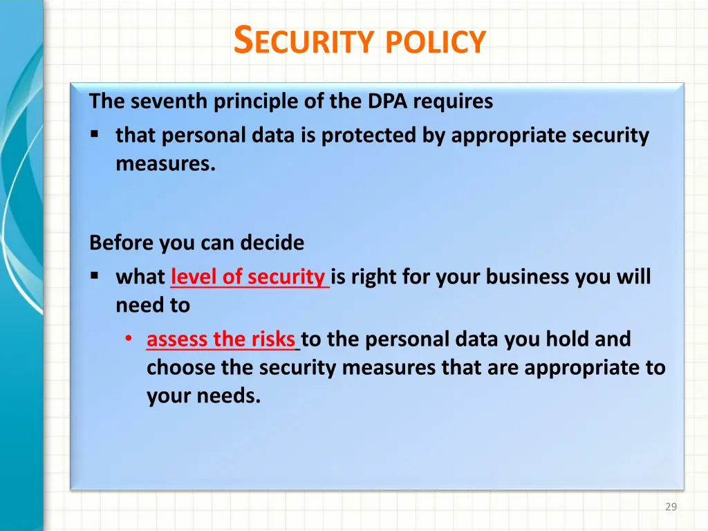 s ecurity policy