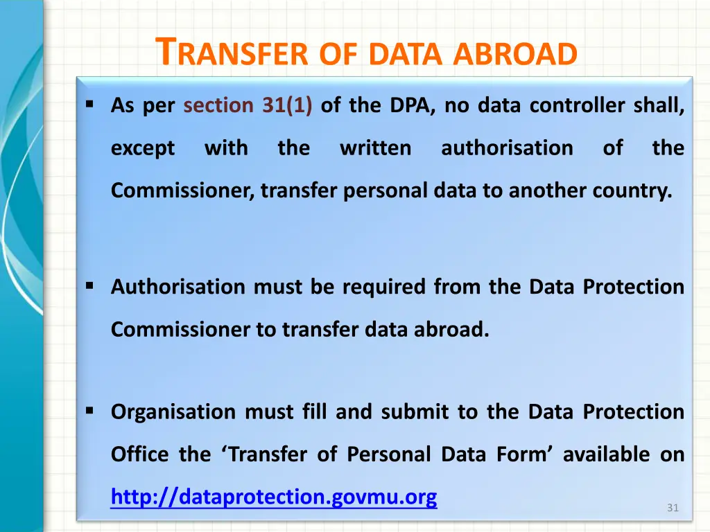 t ransfer of data abroad