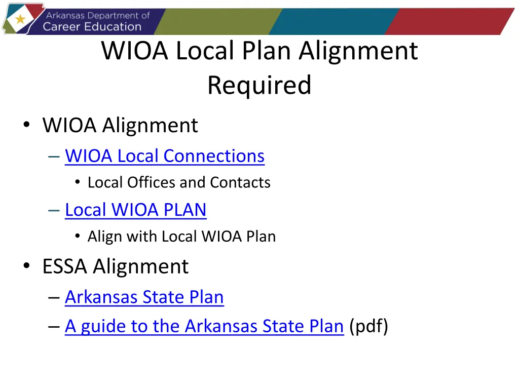 wioa local plan alignment required wioa alignment