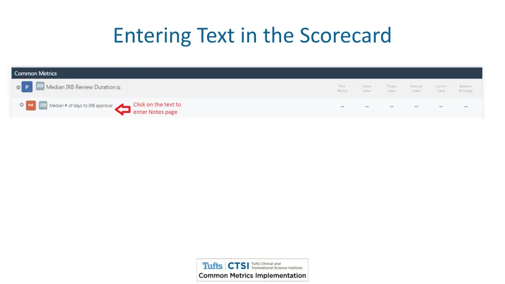 entering text in the scorecard