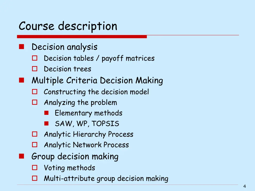 course description