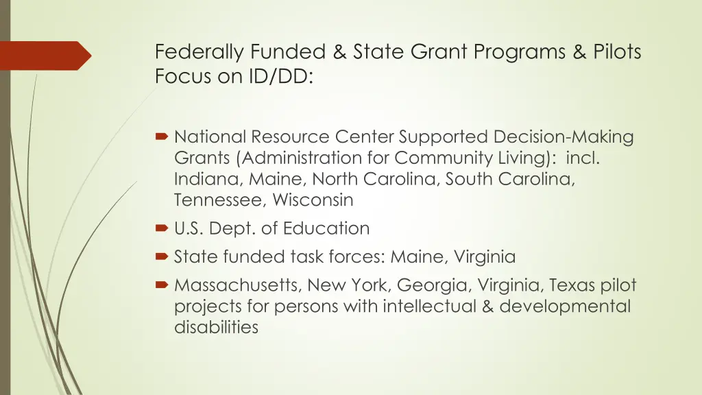 federally funded state grant programs pilots