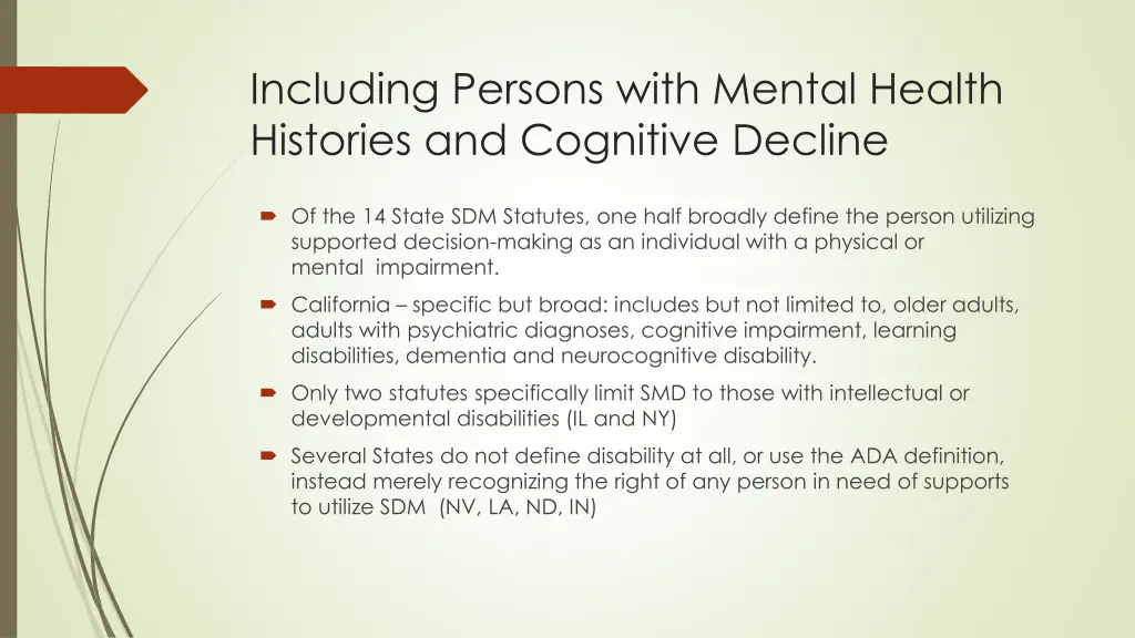 including persons with mental health histories