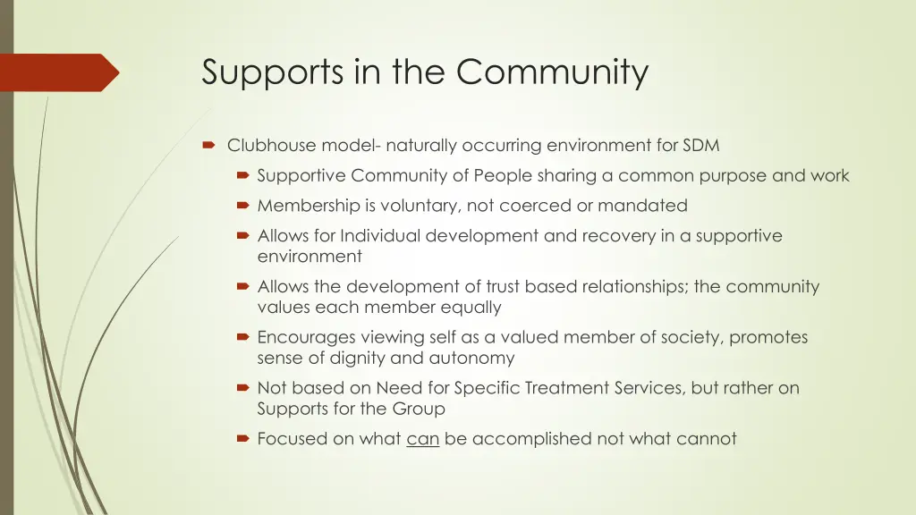 supports in the community