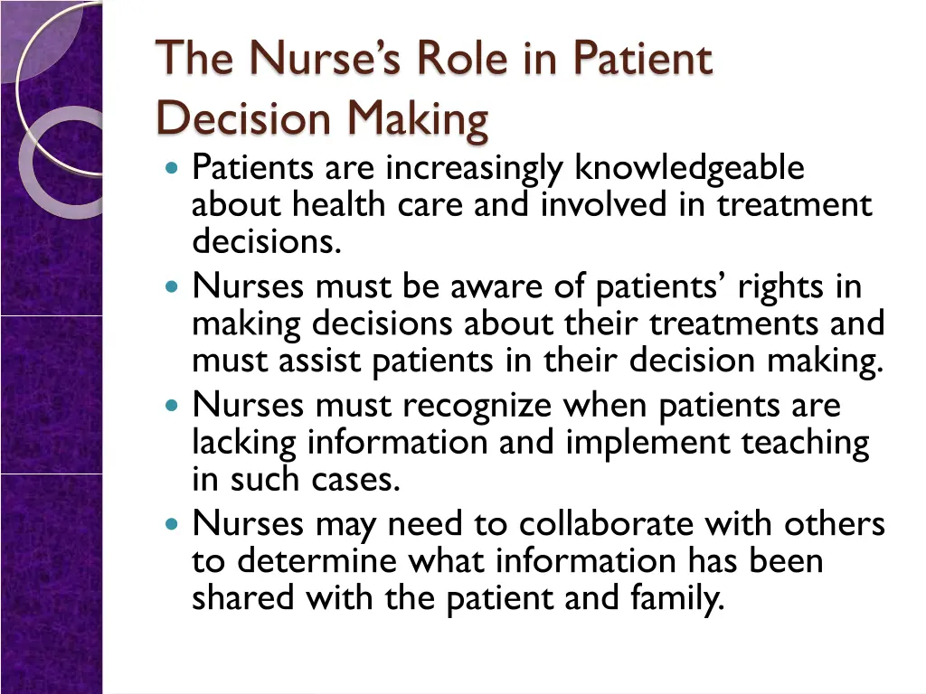 the nurse s role in patient decision making