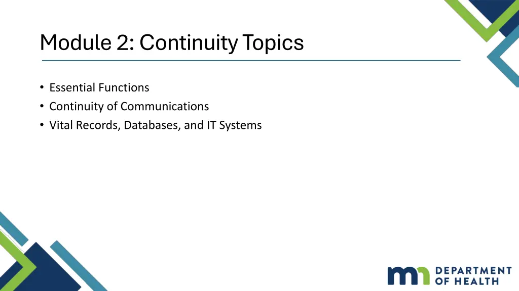 module 2 continuity topics