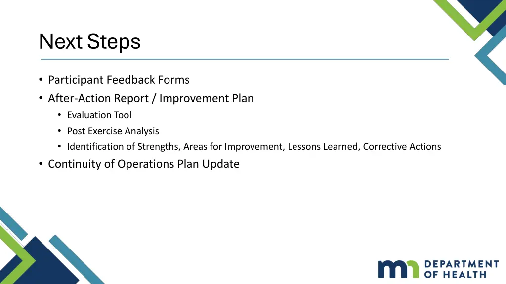 next steps