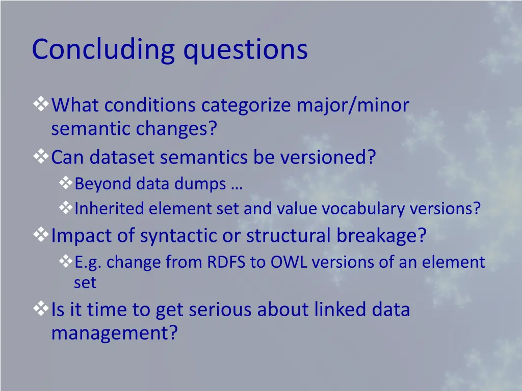 concluding questions