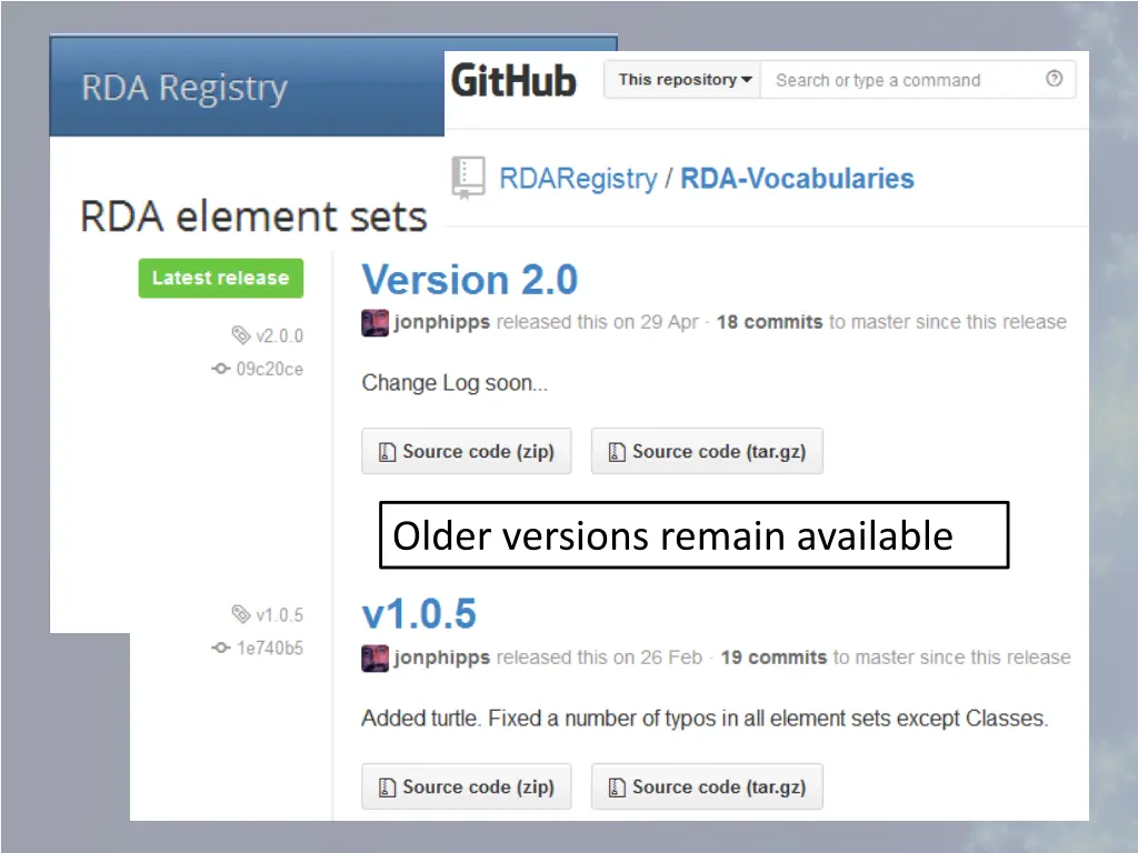 older versions remain available