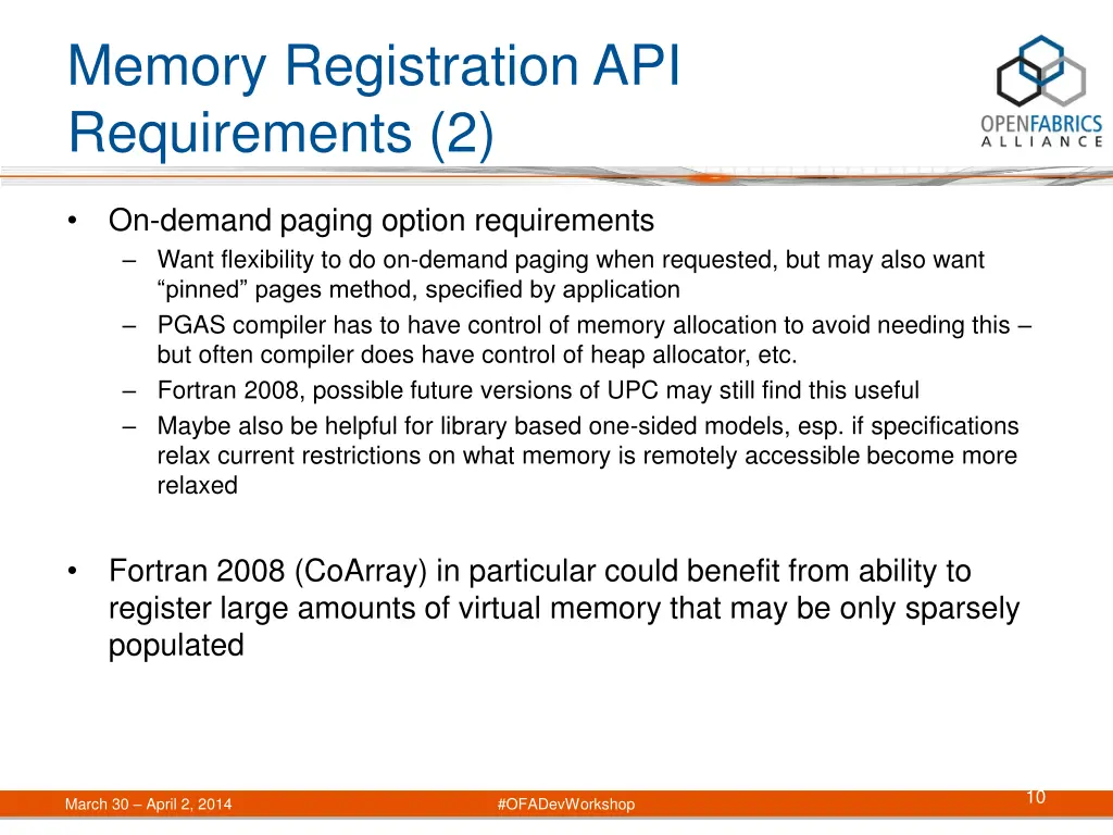 memory registration api requirements 2