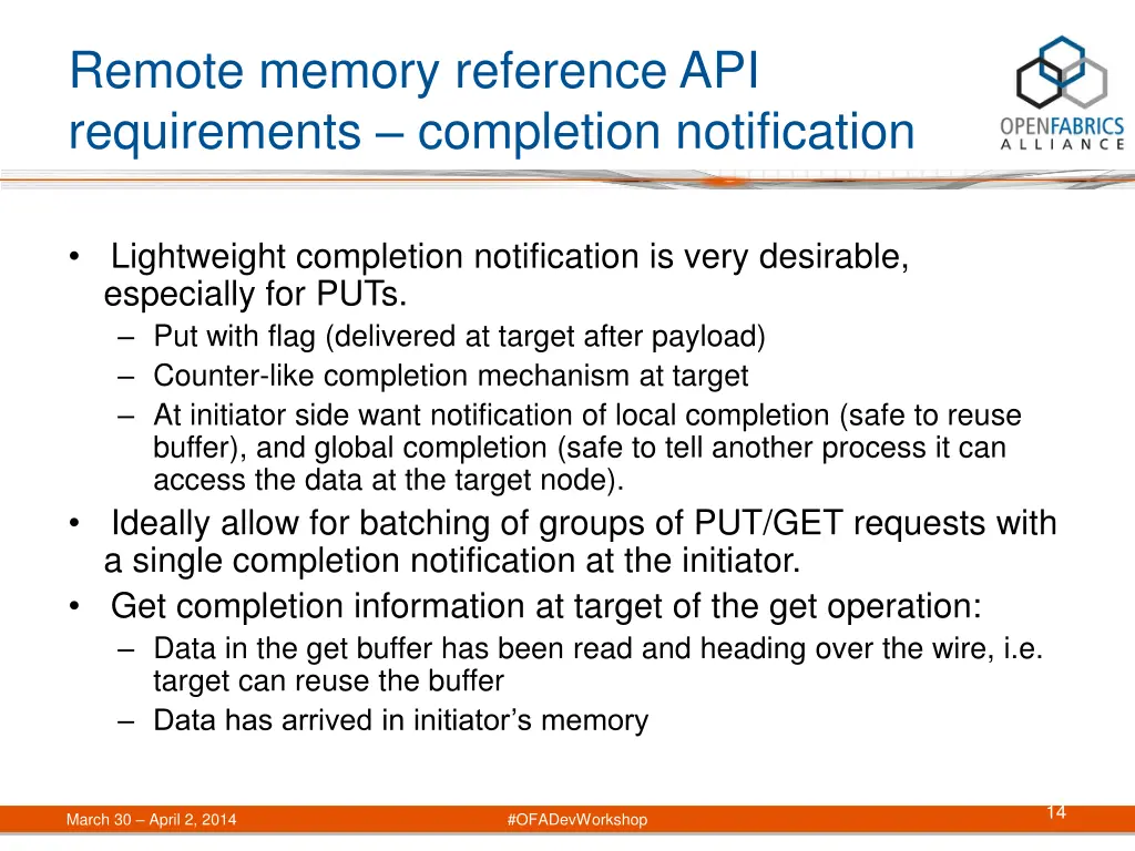 remote memory reference api requirements