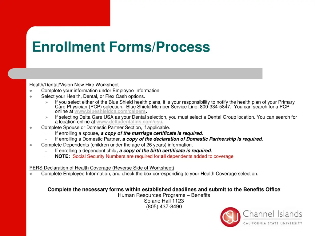 enrollment forms process