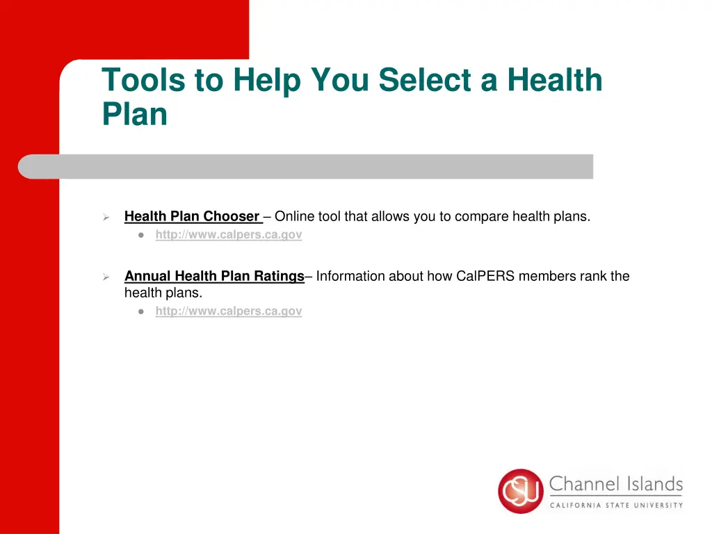 tools to help you select a health plan