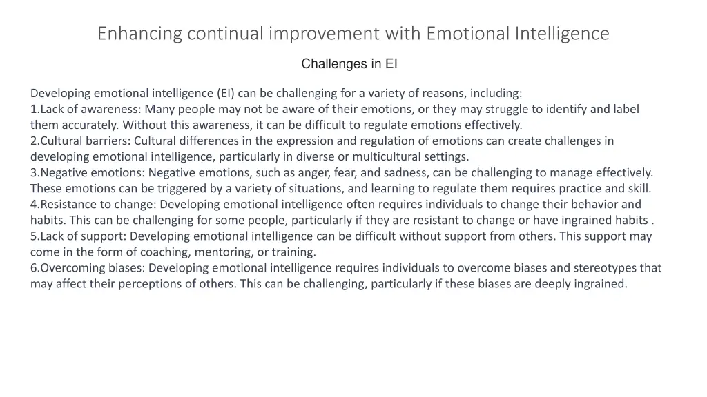 enhancing continual improvement with emotional 5