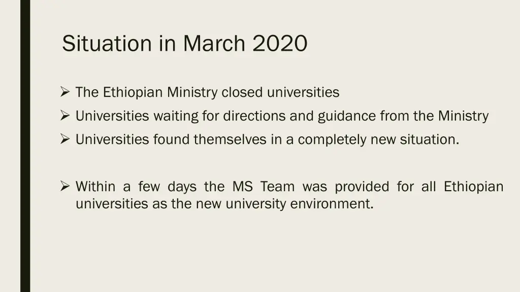 situation in march 2020