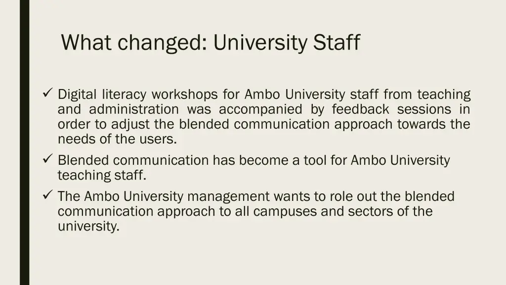 what changed university staff