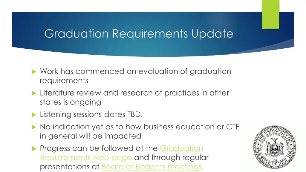 graduation requirements update