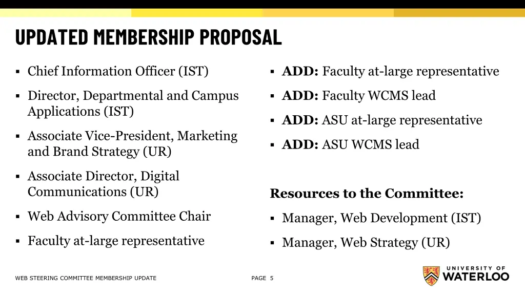 updated membership proposal