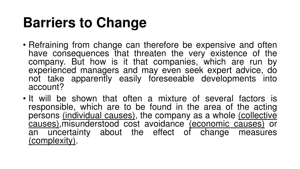 barriers to change