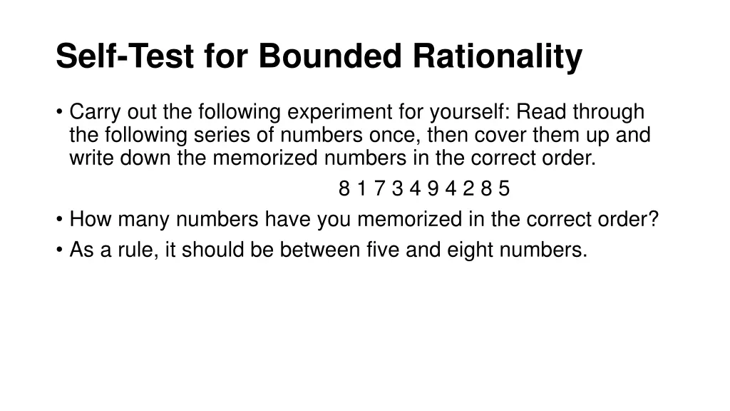 self test for bounded rationality