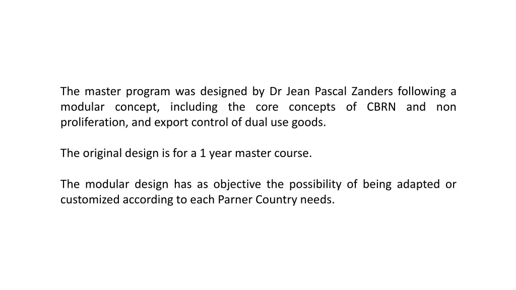the master program was designed by dr jean pascal