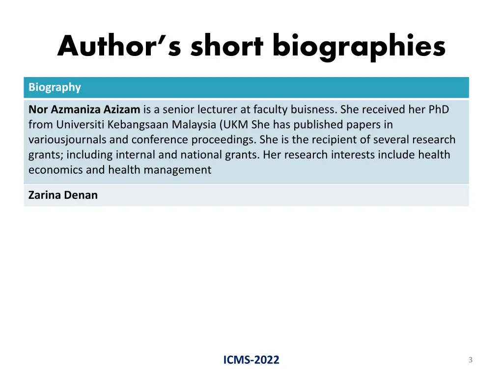author s short biographies