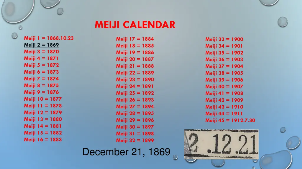meiji calendar 1