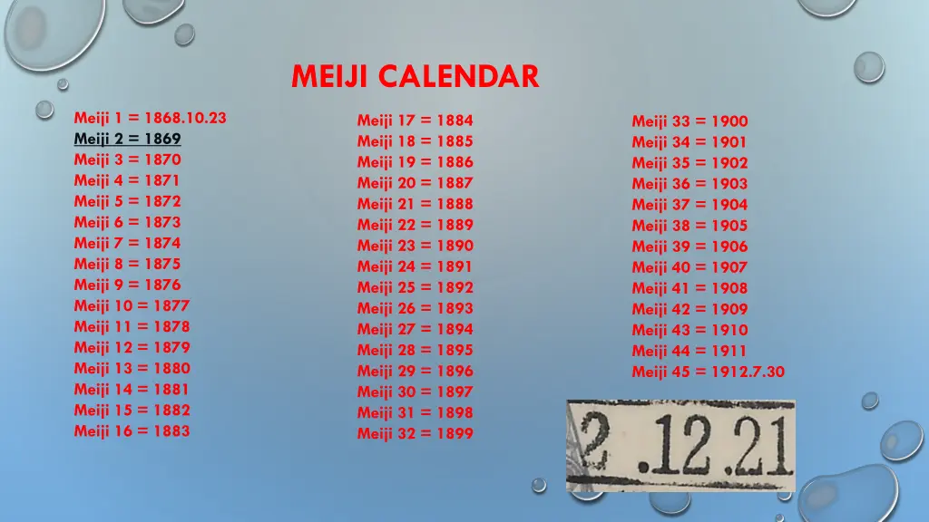 meiji calendar