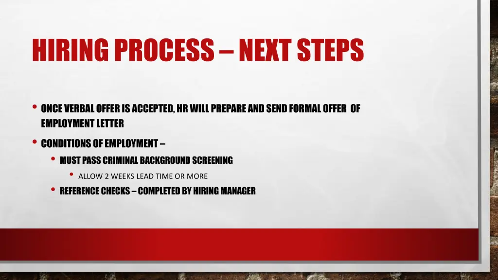 hiring process next steps