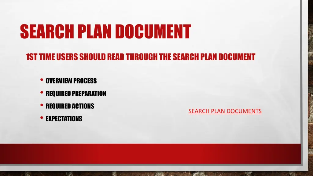 search plan document