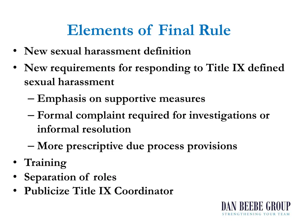elements of final rule new sexual harassment