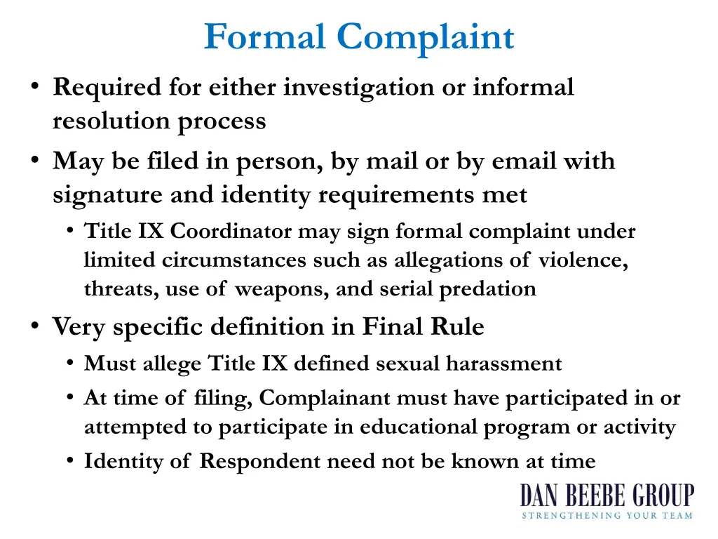 formal complaint