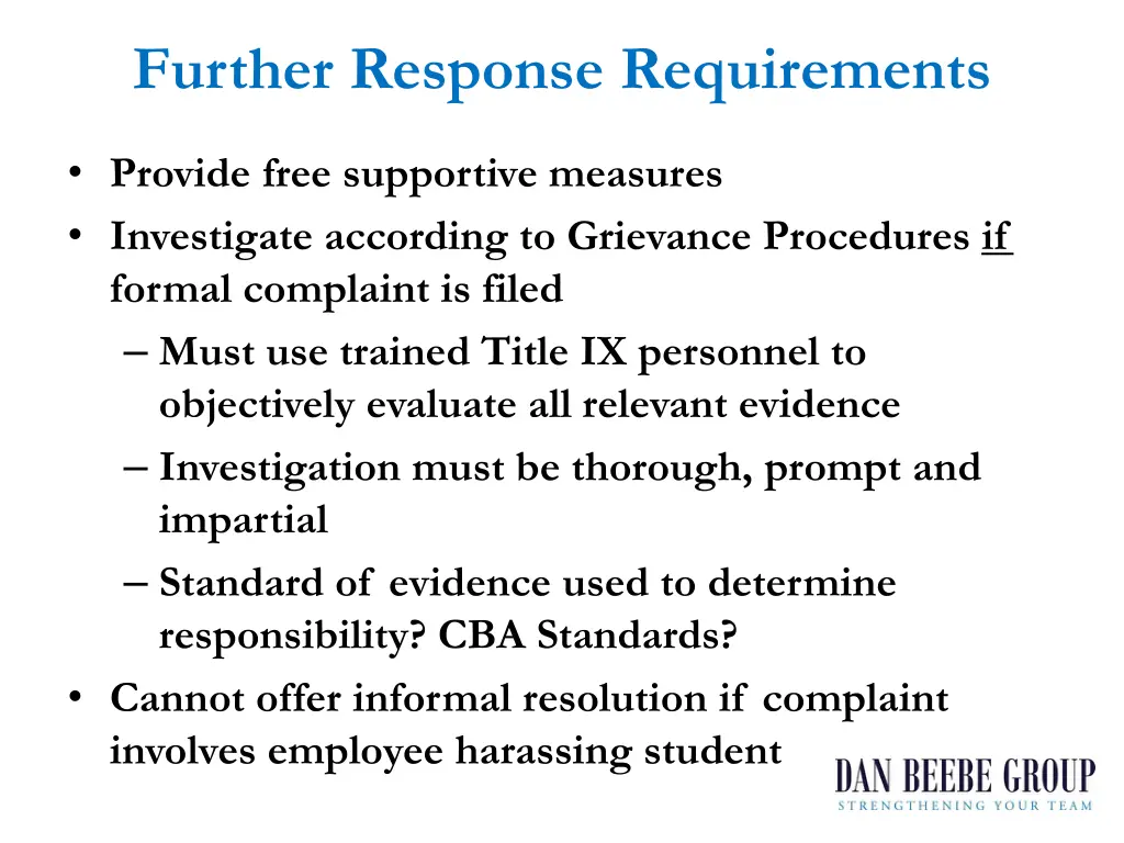 further response requirements
