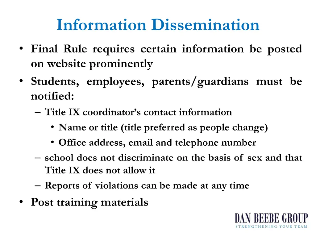 information dissemination